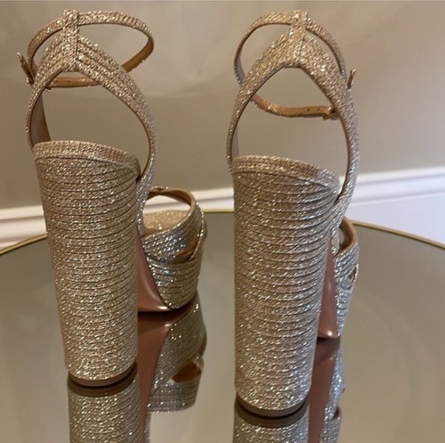 Aquazzura Sundance 140 Glitter Platform Heeled Sandals Size 38 - Picture 6 of 19