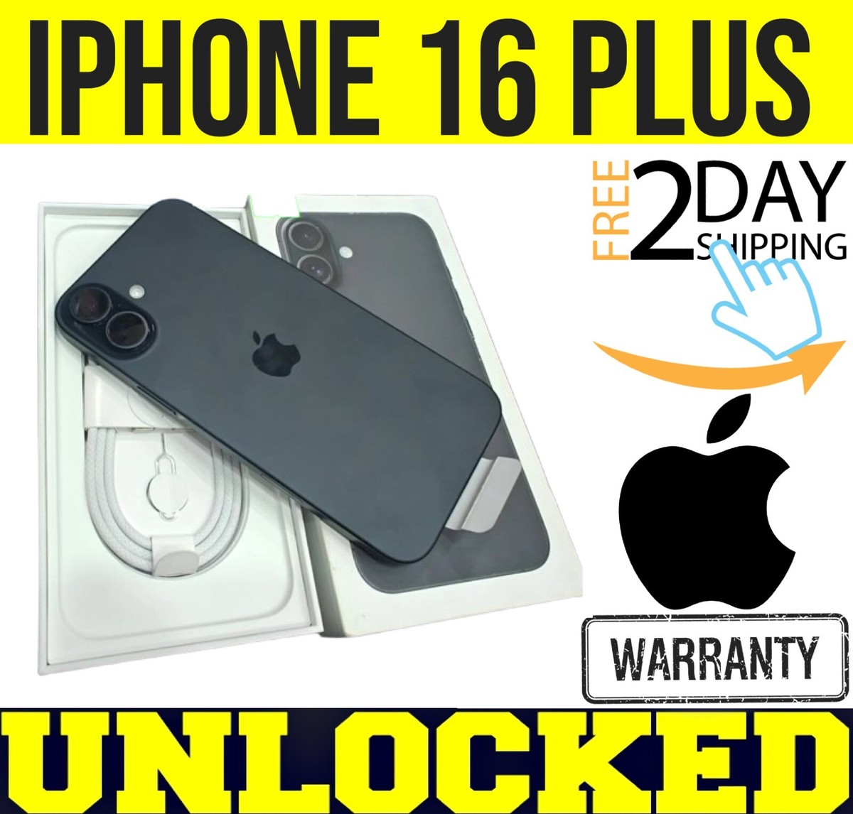 APPLE IPHONE 16 PLUS - 128GB - (FACTORY UNLOCKED) BLACK ? 100 