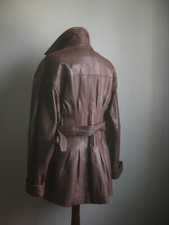 Vintage Leather Jacket 14 16 New Wave Biker Fit Flare Skater Belt Steampunk