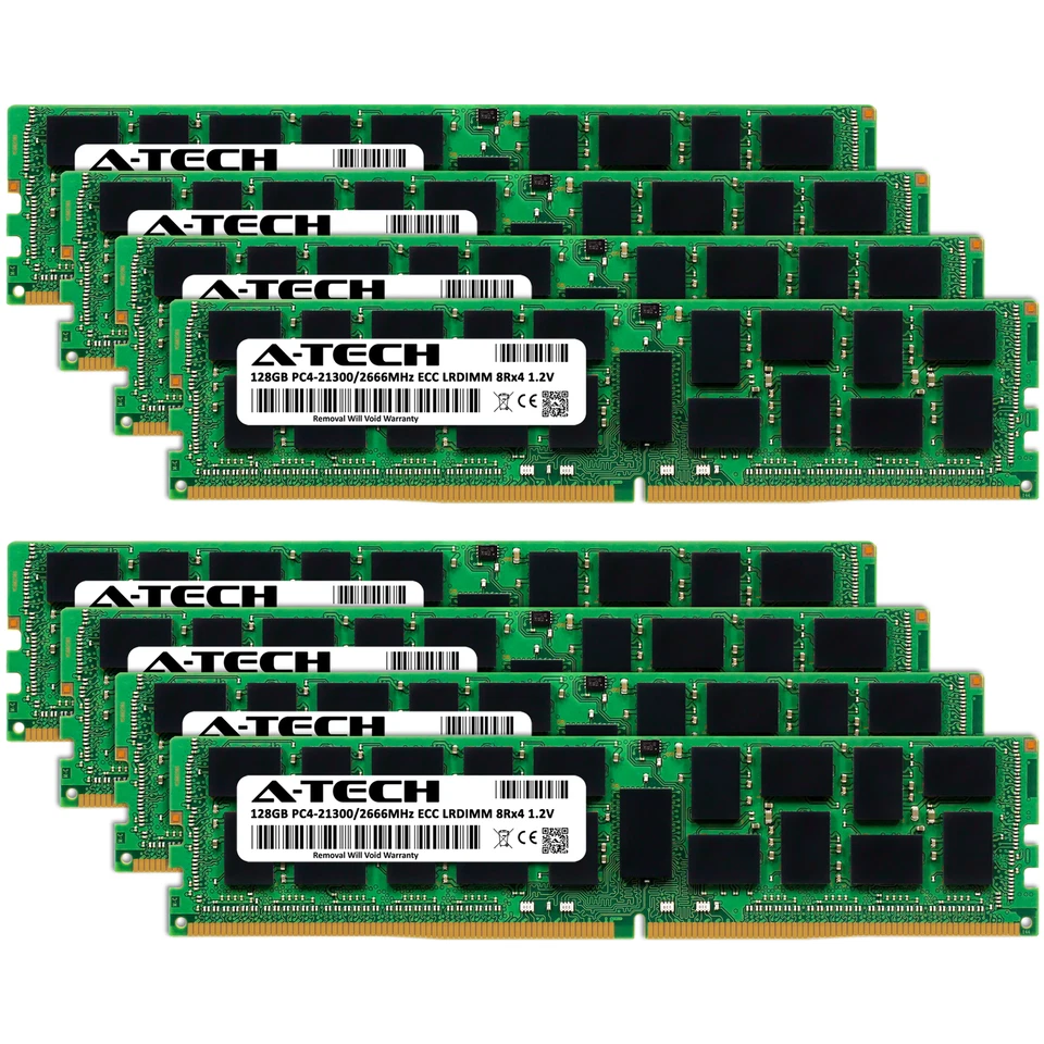 A-Tech 1TB 8x 128GB PC4-21300 DDR4 ECC Load Reduced LRDIMM Server Memory RAM - Image 2 of 4