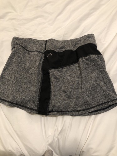 Head Woman’s Medium Black Heathered Tennis Skort Black Stripe On Side, Key Pocke - Picture 5 of 8