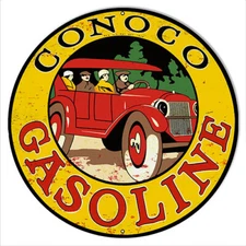 Conoco Gasoline Vintage Metal Sign 14x14