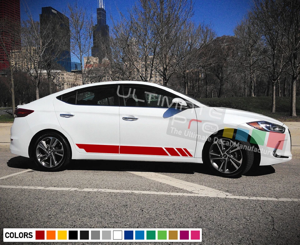Sticker Decal Graphic Side Door Stripes for Hyundai Elantra 2015-2018 Sport gt - Image 3 of 4