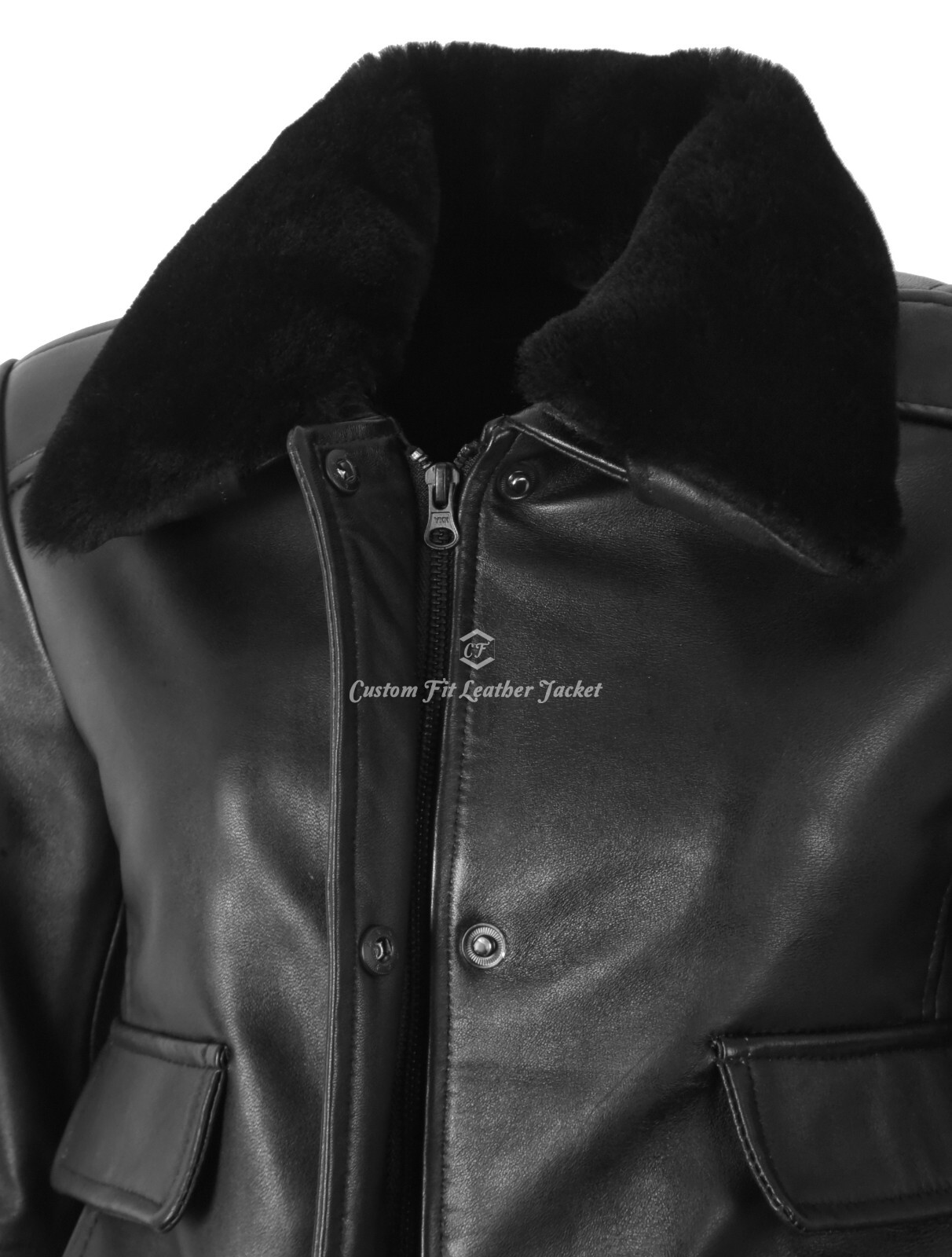 Women's Bomber Jacket Sheepskin Collar B3 RAF Short Body Lambskin ...