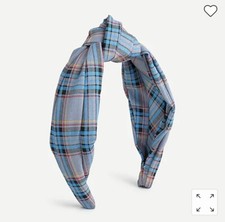 J.CREW Knot headband in blue plaid