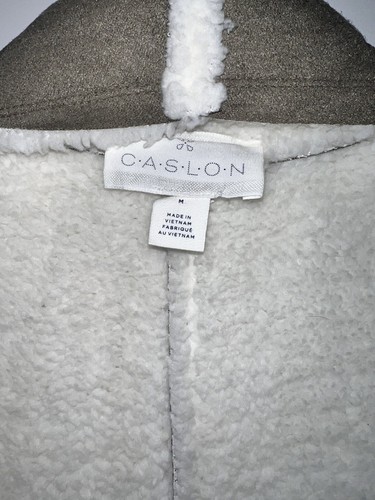 Caslon Vest Womens Medium Reversible Faux Suede and Shearling Green Ivory Boho - Picture 4 of 4