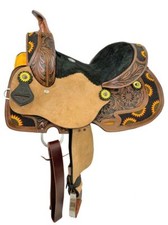 Youth Western Saddle with Sunflower Beading  Conchos Full QH Bars 12" NEW