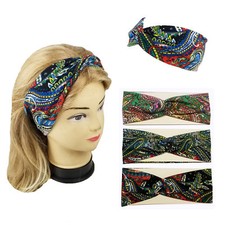 Paisley Twisted Stretch Yoga Sports Knotted Headwrap Headband HW1481