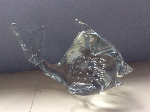 Vtg Clear Glass Hand Blown Bubbles Controlled Dolphin Figurine Paperweight - Picture 3 of 7