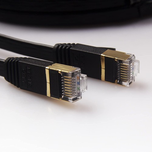 Cat 7 Black Flat Shielded Ethernet Network Cable 10 FT 2 Pack High Speed 10Gb... - Picture 4 of 9