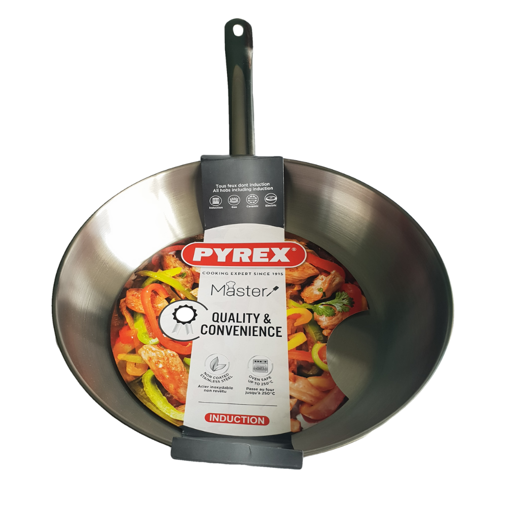 Frying Pan Stainless Steel PYREX MASTER All Hobs Oven Proof Sizes 24,26