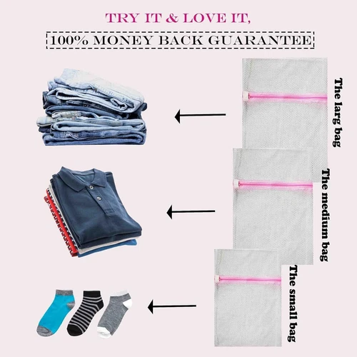 Conjunto de ropa interior lencería calcetines red bolsa malla lavadora lavandería con cremallera 6 piezas - Imagen 3 de 11