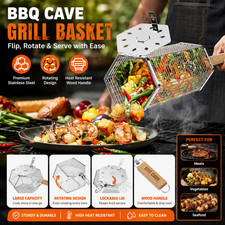 Rolling Grill Baskets with Removable Handle Hexagonal 304 Stainless Steel