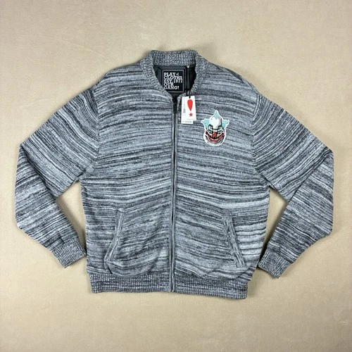 Play Cloths Fratellini Clown Knit Bomber Jacket XL Heather Charcoal 100% Cotton video thumbnail