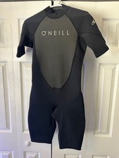 O  Neill Short Sleeve Spring Wetsuit Men  s Size S Black Gray   Surf Swim Dive