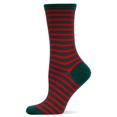 Hot Sox Women's Originals Classics Crew, Shoe Size: 4-10, Thin Stripe (Red) 