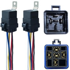 2 Pack 12V 40/30A Waterproof 5 Pin SPDT Automotive Relay with Pigtail