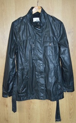 Crew Clothing Company schwarze Baumwollmischung-Jacke mit Gürtel   Damen UK14