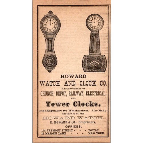 Howard Watch and Clock Co. E. Howard Boston MA 1871 Boston Ad SAI2-H1 - 第 2/2 張圖片