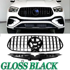 GTR Front Grille For Benz W167 GLE350 GLE450 GLE580 GLE53 2024 2025 Gloss Black
