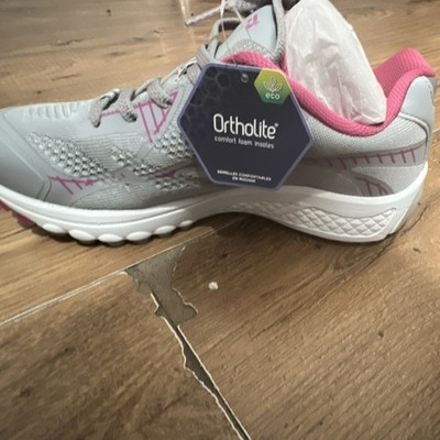 Propét One LT Women's Mesh Athletic Sneakers Grey Pink Cushioned Comfort Lace Up