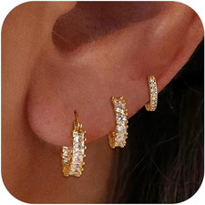 Gold/Silver Hoop Earrings for Women Trendy,14K Real Gold Plated Cute Stud Earrin