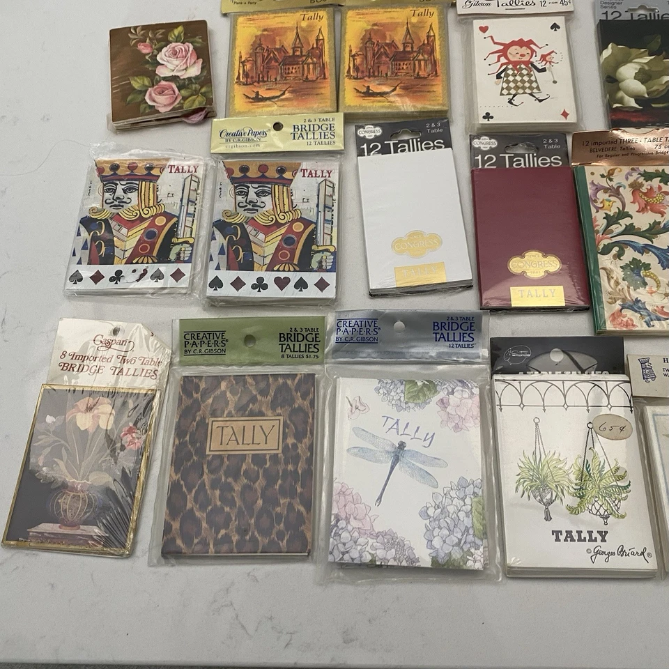 LARGE Vtg Bridge Tally Score Pad Card Tag Tallies Lot Hallmark Gibson Congress - Image 3 of 4