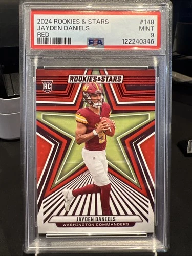 2024 Panini Rookies & Stars Jayden Daniels Red #148 Commanders Rookie RC PSA 9