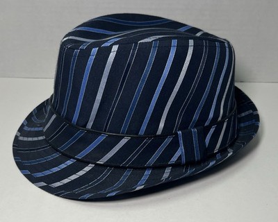 Peter Grimm Blue Stripe Fedora Trilby Hat Mens Size 58 New Sample