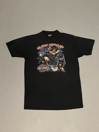 Vintage 90s Harley Davidson 3D Emblem The Great American Hog Shirt Rare Size XL