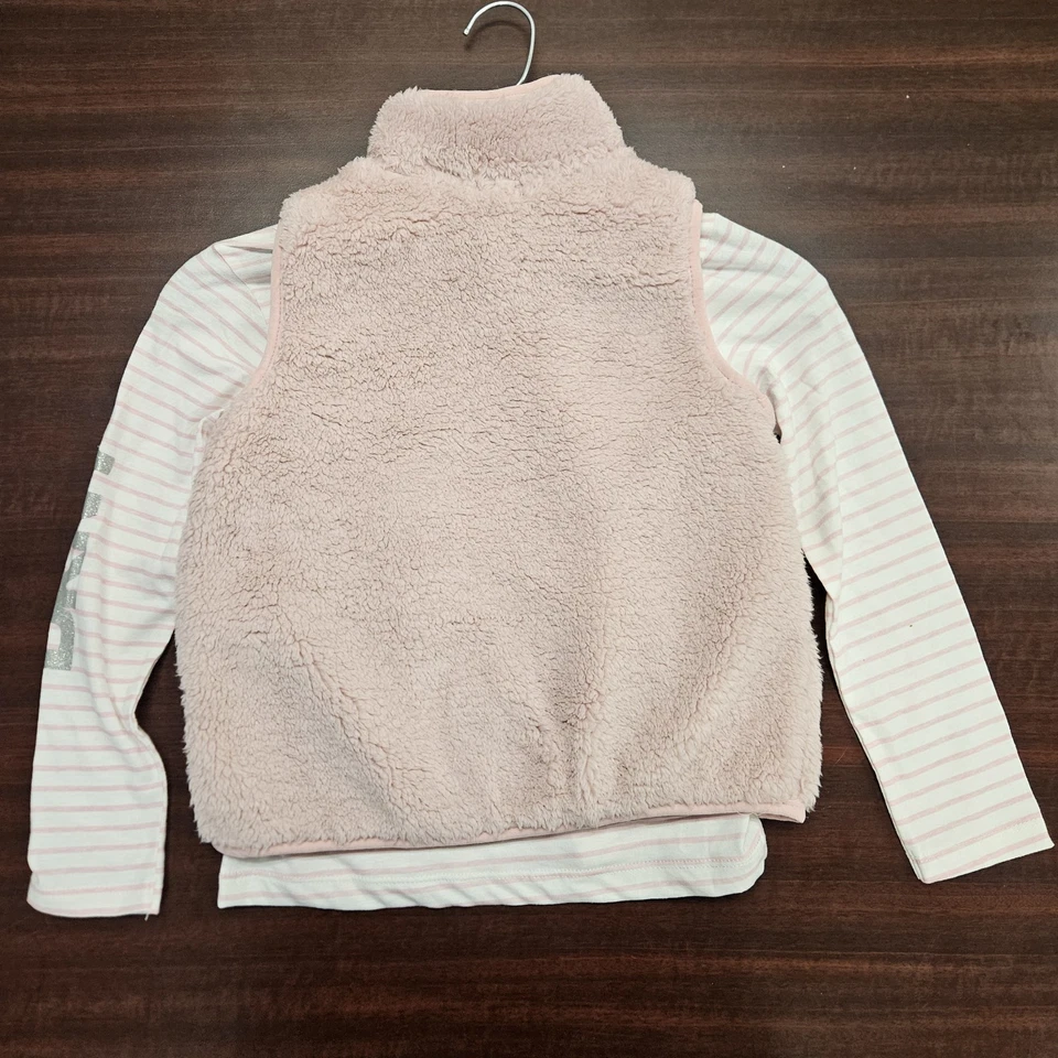 Girls DKNY Fluffy Vest and Long Sleeve Shirt Combo - Image 4 of 4
