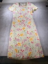 Talbots Dress Yellow w/Flowers Padded Shoulders Women Size 12 Preowned (A11-49)