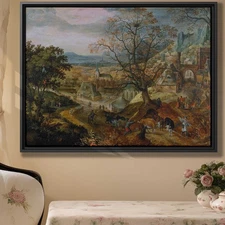 Pastoral Rural Landscape Canvas Print Vintage Wall Art Rustic Home Decor Artwork