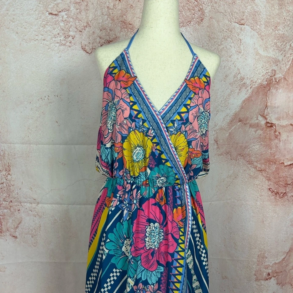 TOMATE VOLADOR Playa Diosa Boho Maxi Vestido Talla L Festival Vacaciones Artístico Atrevido Foto 3 de 4