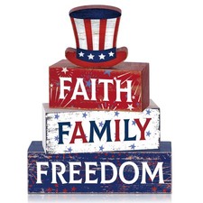 4 Pcs 4th of July Table Decorations 2.6 x 2.4 Inch Red Blue White Decor Set