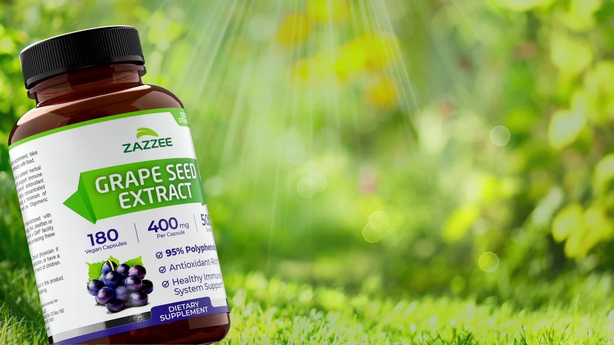Zazzee Grape Seed Extract 180 Veggie Capsules 400 mg 95