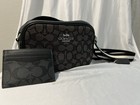 New COACH MINI CAMERA BAG IN SIGNATURE CANVAS BROWN BLACK 91677 $228
