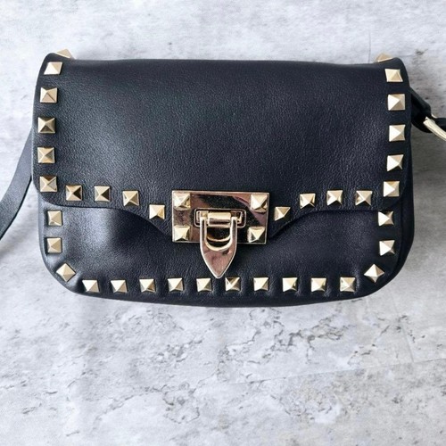 Valentino Garavani Rockstud Mini Shoulder Bag Black Used Authentic