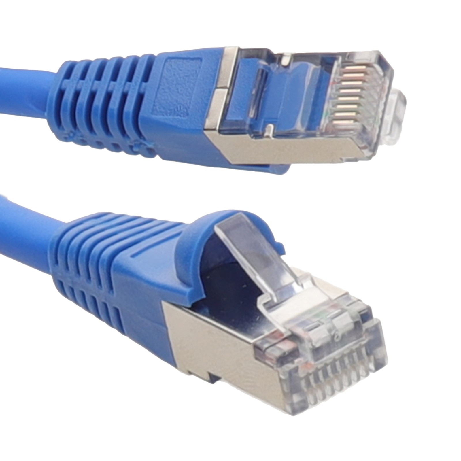 Shielded Cat6A SSTP LSZH RJ45 Network Ethernet Patch 10 Gigabit Cable 0.5m Blue