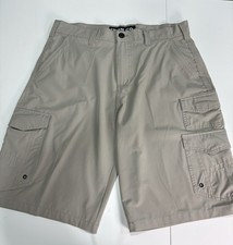 Iron Co Cargo Shorts Mens 34 Khaki Washed stone Stretch Lightweight utily pocket