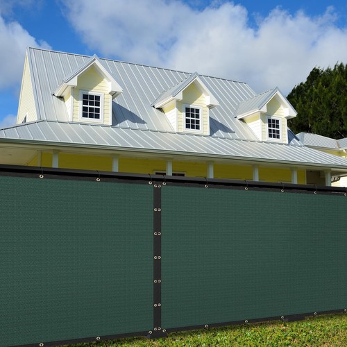 6' x 50' Green Privacy Screen Fence Cover Heavy Duty Fencing Mesh with Zip Ti...