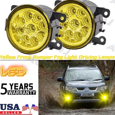 Pair Bumper LED Fogs Driving Lamps 3500K Yellow For Mitsubishi Outlander 07-19