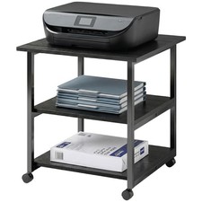 HOMCOM Mobile Printer Stand with Storage Printer Table for Home Office Black
