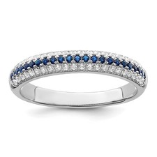 Sterling Silver Rhodium-plated Blue  White Cubic Zirconia Polished Ring Size 8