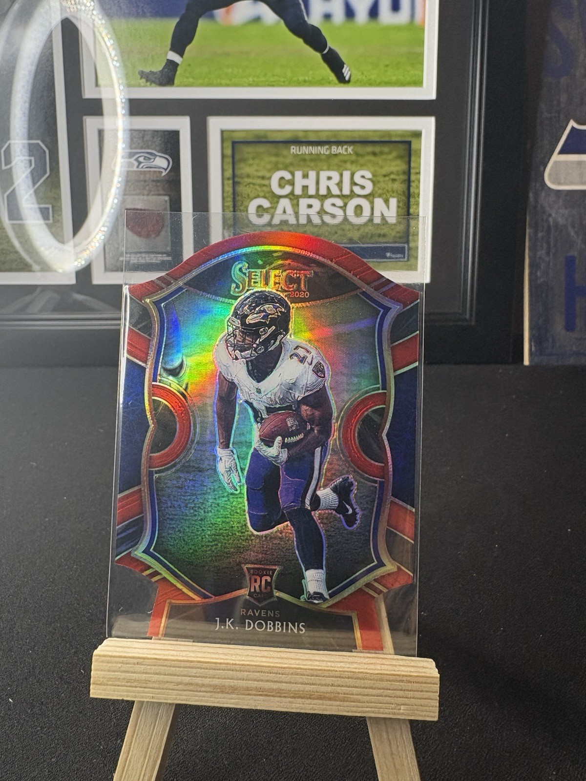 2020 Select J.K. Dobbins RC Red Prizm Die Cut Rookie Concourse #52 Ravens #A