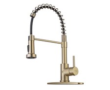 Brushed Gold Kitchen Faucet with Pull Down Sprayer, Single Handles