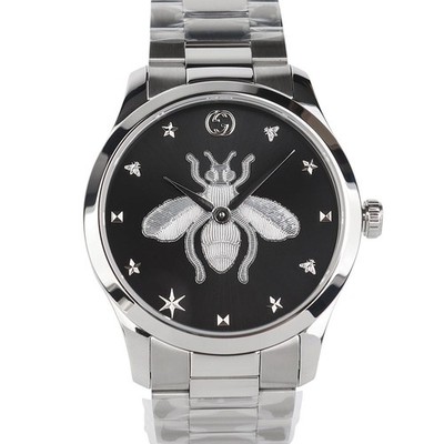 Gucci G-Timeless Bee schwarzes Zifferblatt Herrenuhr 37390-2 157410095