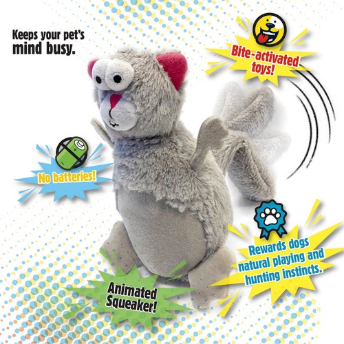 Action Plush Squirrel Animated Squeaky Dog Toy, Chew Guard Technology - Gray,... - Picture 3 of 7