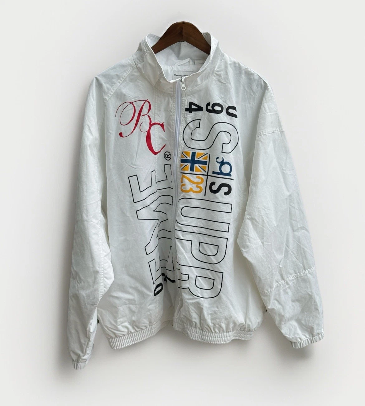 Veste de survêtement SUPREME x Bernadette Corporation blanche 2023 coupe vent homme taille XL