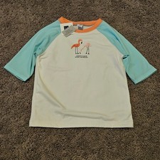 Janie and Jack Rash Guard Kids 4 White NEW Flamingo UPF 50 Sun Protection Shirt